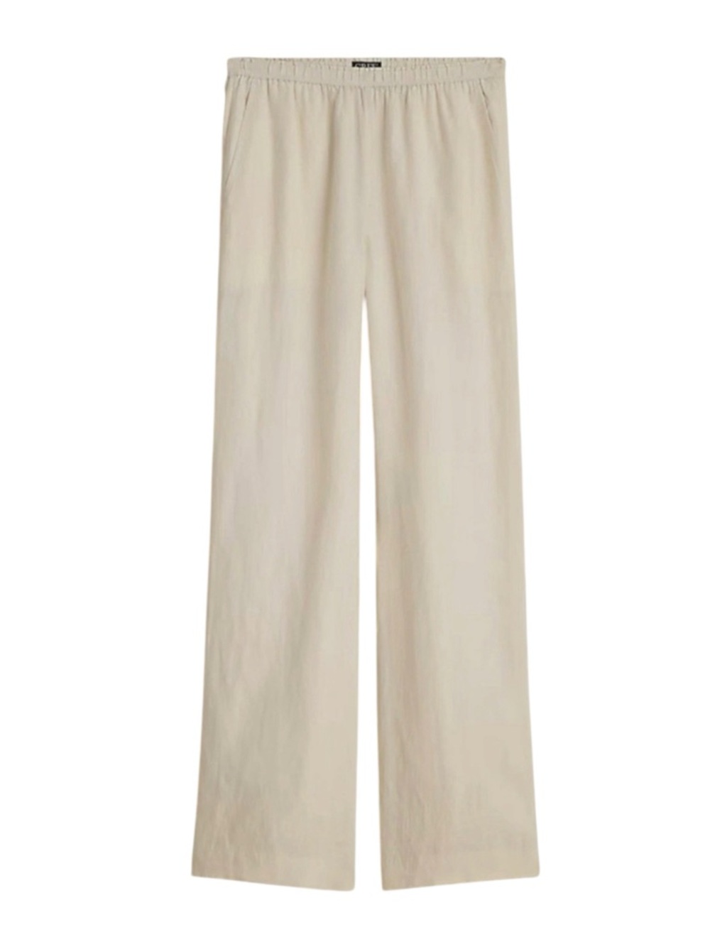 J Crew Linen Stratus Pant Natural Beige Elastic Waist Womens Size M